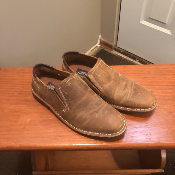Mens Kenneth Cole Reaction Brown Leather Slip On Shoes. Size 8 - Picture 2 of 5